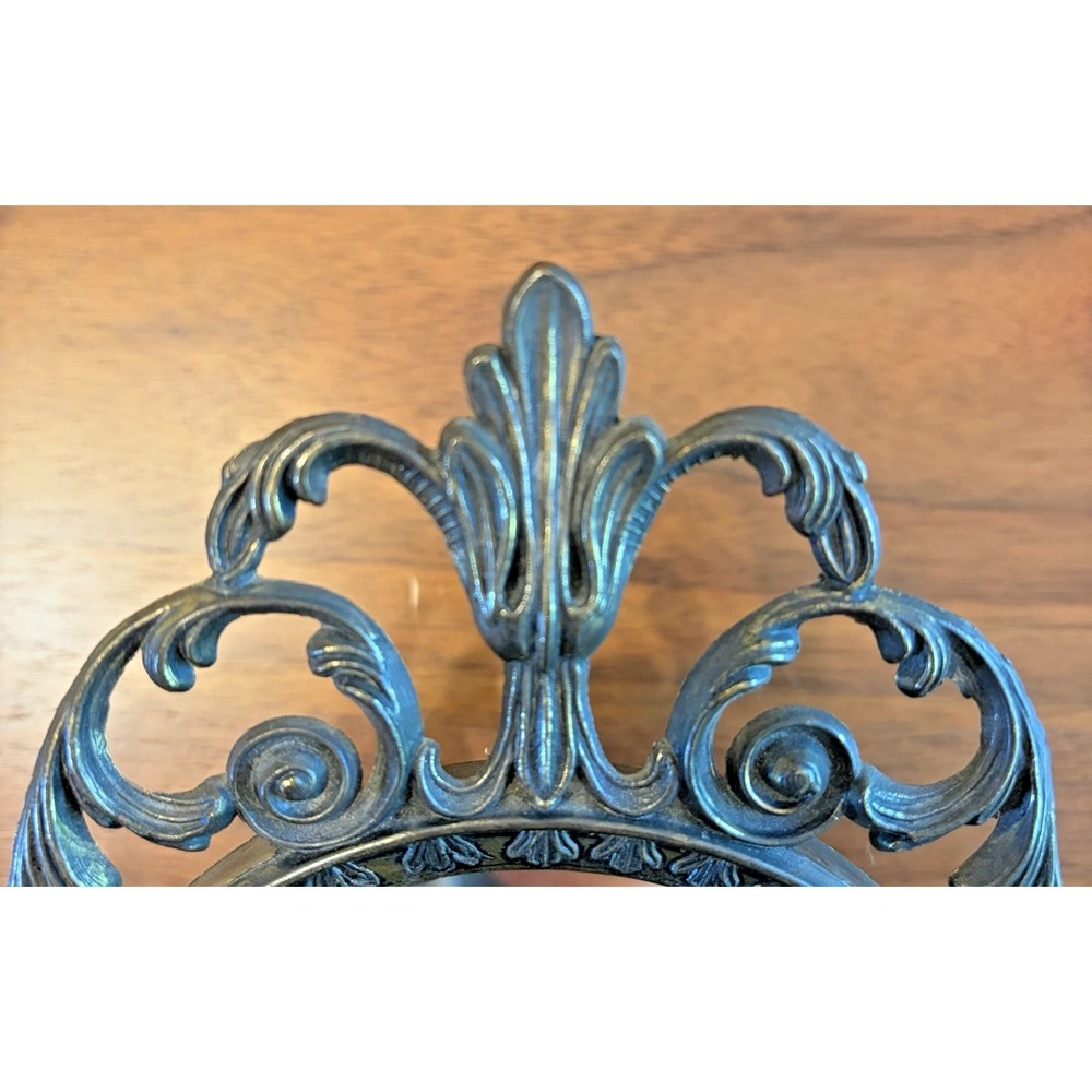 VTG Hollywood Regency Style Oval Wall Mirror Brass Frame Made In Italy 8.5"×6" - Picture 2 of 7